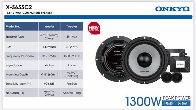 ■USA Audio■高級ブランド●オンキヨー ONKYO X-S655C2 16.5cm (6.5インチ）●Max.1300W●保証付●税込_画像2