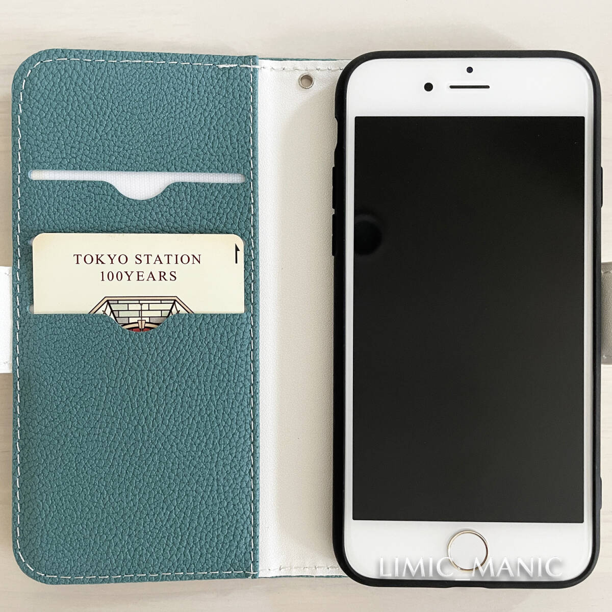 iPhone 7 8 SE (第2世代/第3世代) SE2 SE3 手帳型 ケース スマホケース カードケース カラフル レザー調 ダークグリーン 深緑 アイフォン_画像2