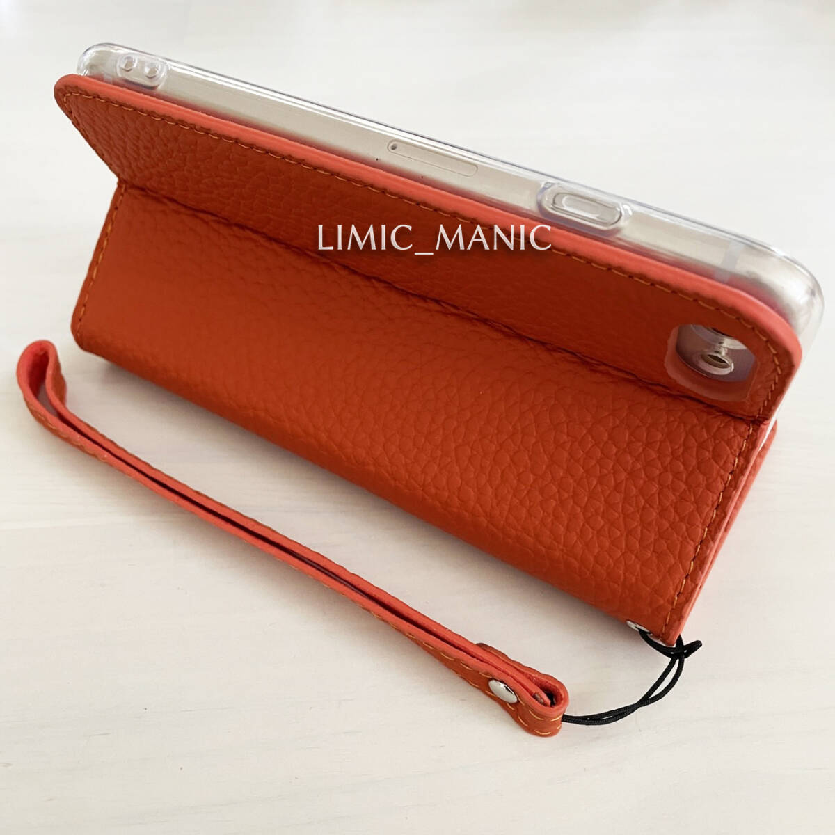 iPhone 7 8 SE (第2世代/第3世代) SE2 SE3 手帳型 スマホ ケース マグネット 本革 レザー 磁石 マグネット式 オレンジ 橙色 アイフォンの画像4
