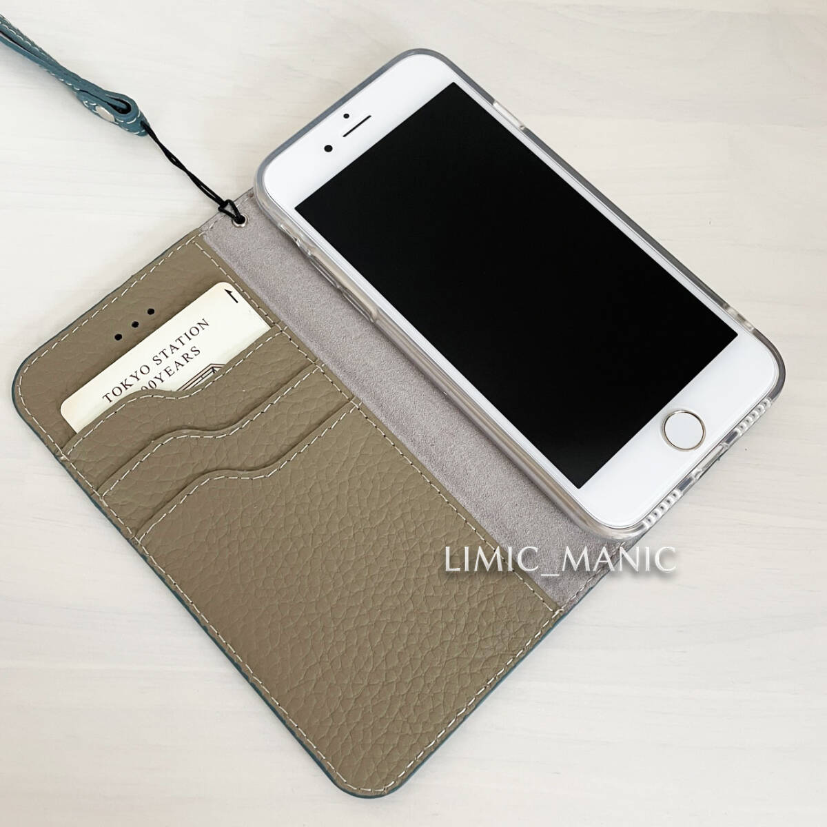 iPhone 7 8 SE (第2/第3世代) SE2 SE3 手帳型 スマホ ケース マグネット 本革 レザー 磁石 マグネット式 ダークグリーン 深緑 アイフォンの画像5