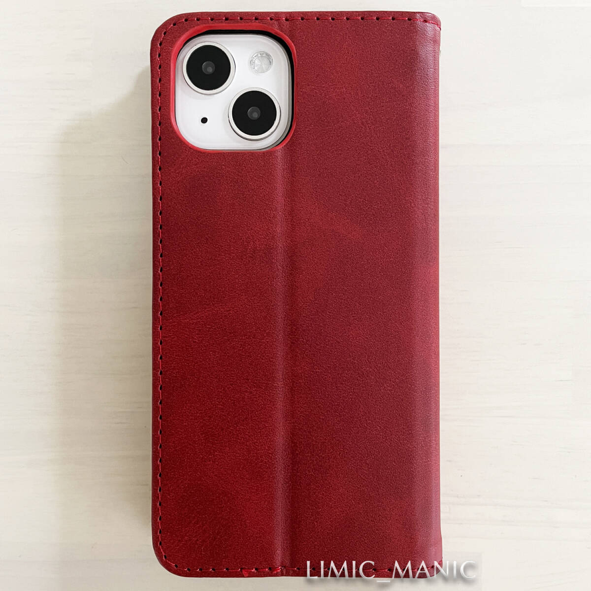 iPhone 13 / 14 手帳型 スマホ ケース マグネット 磁石 レッド 赤 高級PUレザー アイフォン_画像3