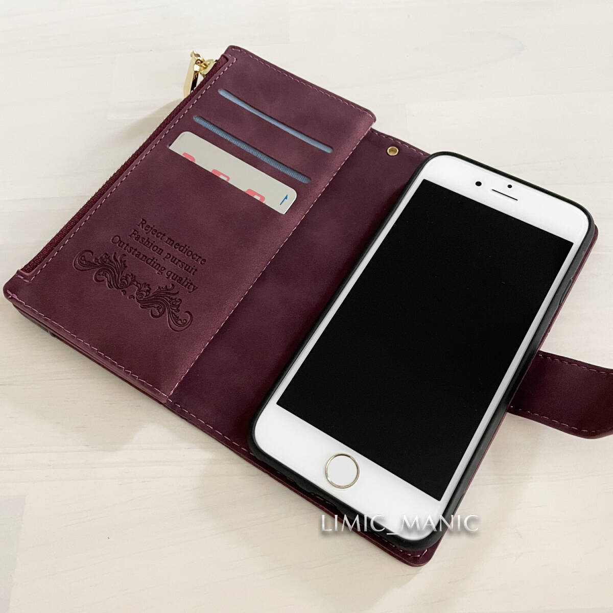 iPhone 7 8 SE (第2世代/第3世代) SE2 SE3 ケース スマホ 手帳型 レザー ワインレッド お財布 カード収納 アイフォン アイホン_画像7