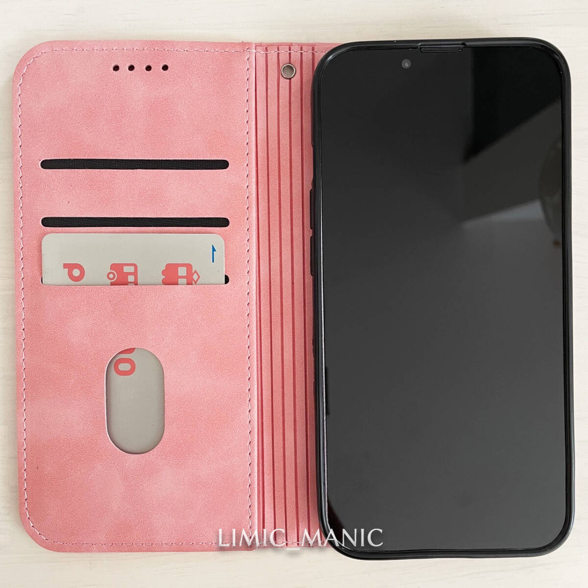 iPhone 13 / 14 ケース スマホケース 手帳型 ピンク 磁石 キューブ柄 立方体 アイフォン アイホン_画像2
