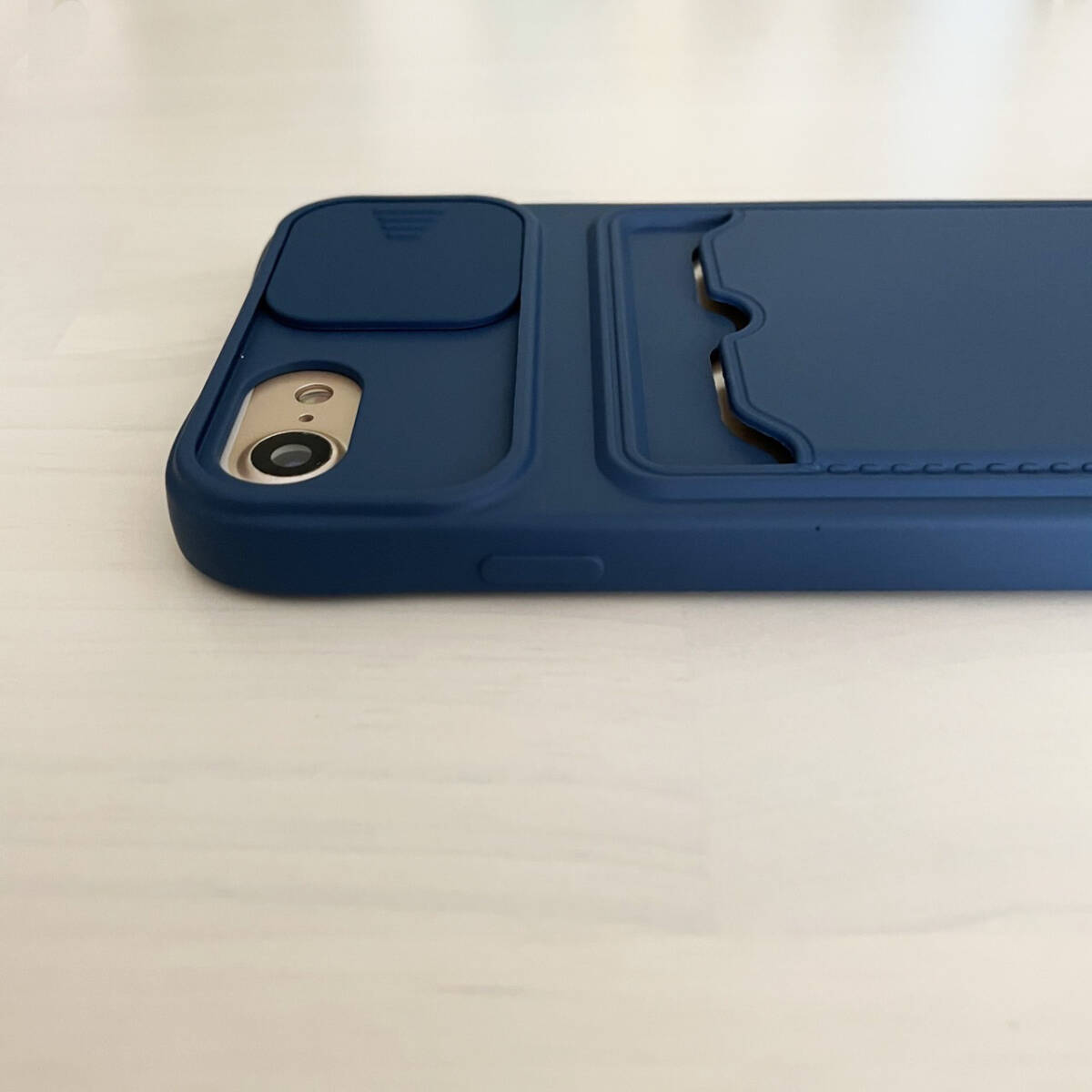 iPhone 6 6s 7 8 SE (第2世代/第3世代) SE2 SE3 ケース シリコン スマホ ショルダー 肩掛け 紐付き 収納 ネイビー 紺色 アイフォン_画像3