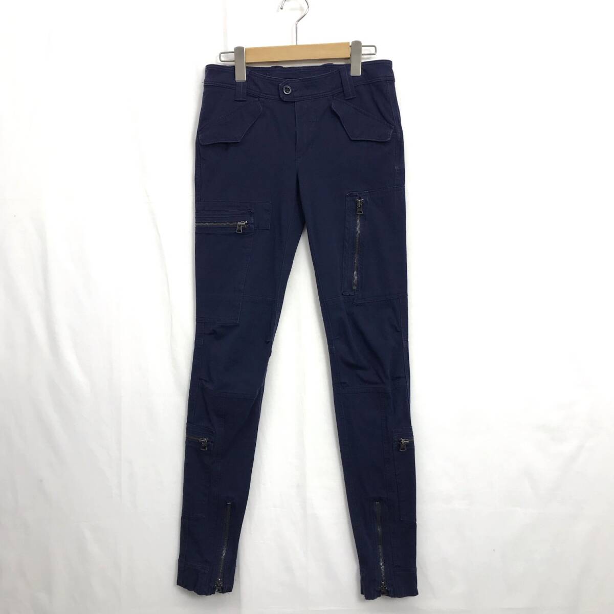 EZ3332*RALPH LAUREN hem Zip skinny cargo pants *2* navy Ralph Lauren 