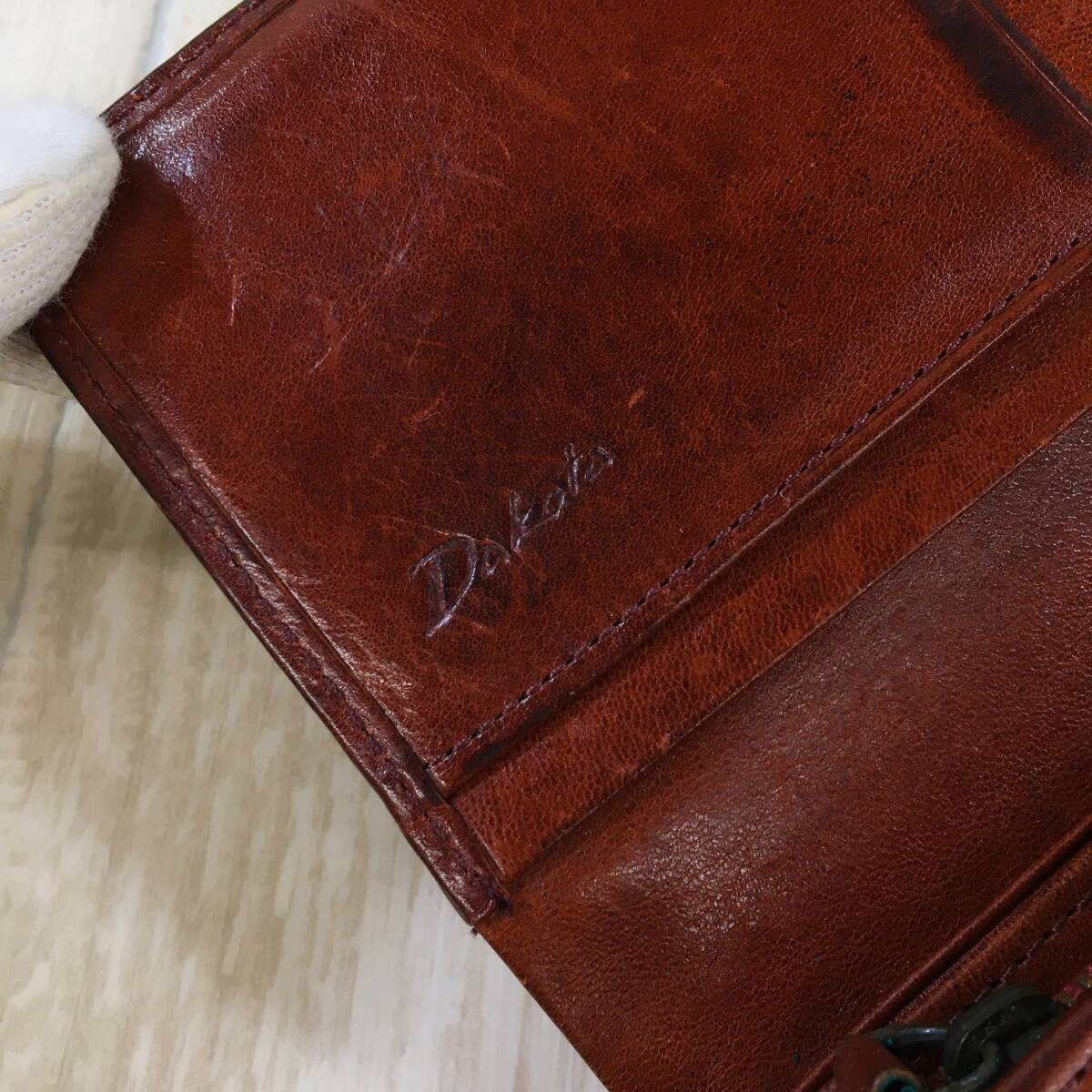 NZH1501●Dakota レザー メッシュ 2つ折り 財布●赤茶色系 ダコタの画像10