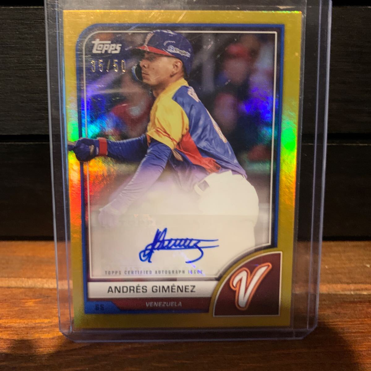 2023 Topps World Baseball Classic ANDRES GIMENEZ Auto Gold #/50の画像1