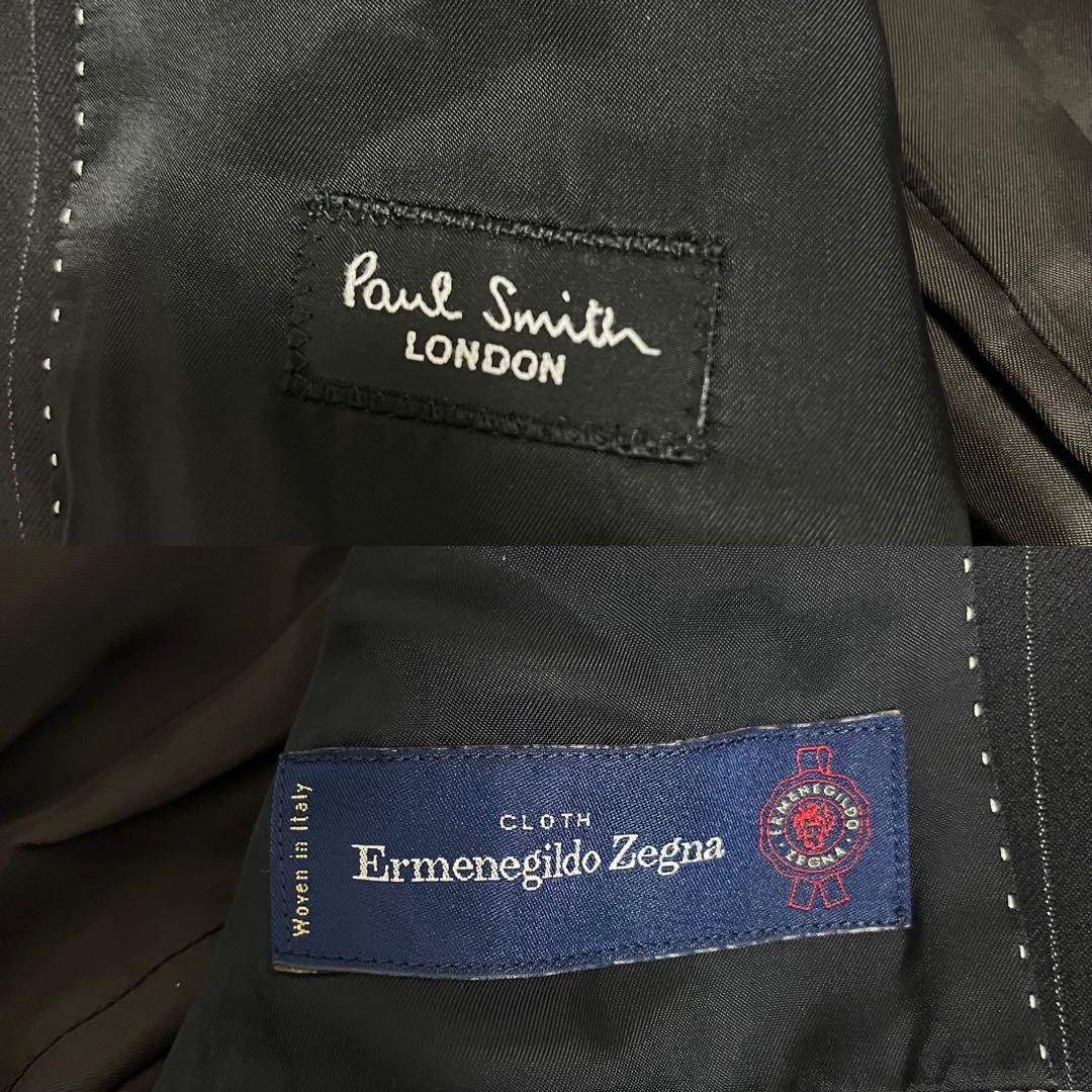 545 Paul Smith ポールスミス × Ermenegildo Zegna エルメネジルド ゼニア セットアップスーツ ブラック L_画像7