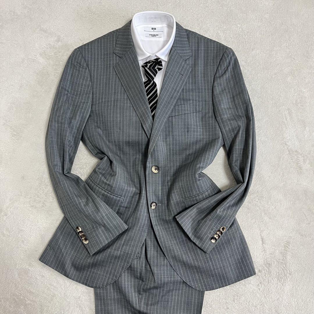 560 Paul Smith ポールスミス × Ermenegildo Zegna エルメネジルド ゼニア セットアップスーツ グレー M ストライプ_画像2