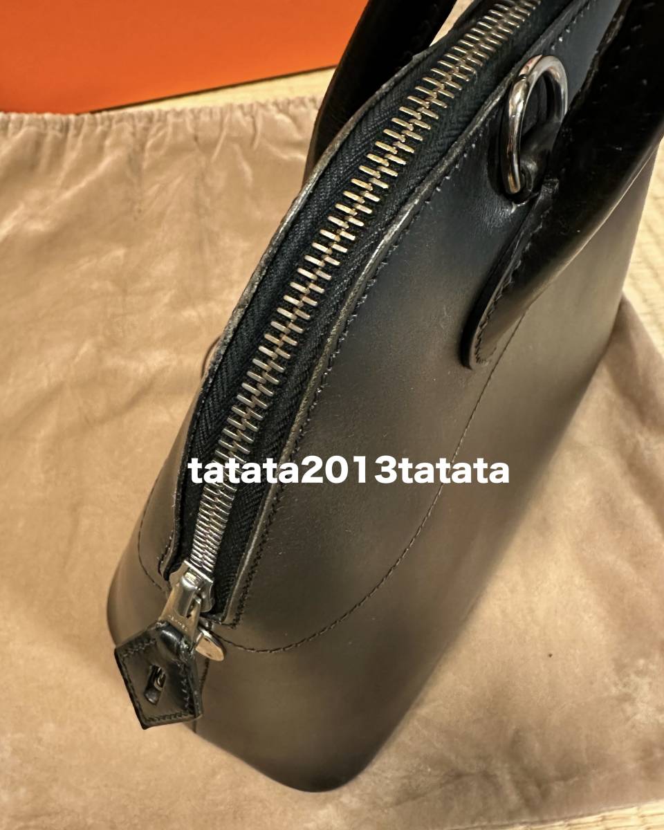 HERMES エルメス Bolide31 ボリード31 刻印□D BOX CALF ボックスカーフ ブラック 黒 パラジウム金具 付属品購入時全て 廃盤 希少 入手困難の画像3