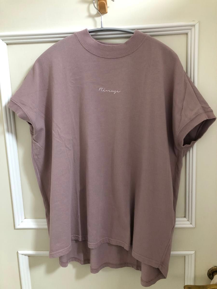 未使用　半袖Tシャツ　2枚セット　トップス　くすみカラー　チュニック　カットソー　ピンク　チャコール