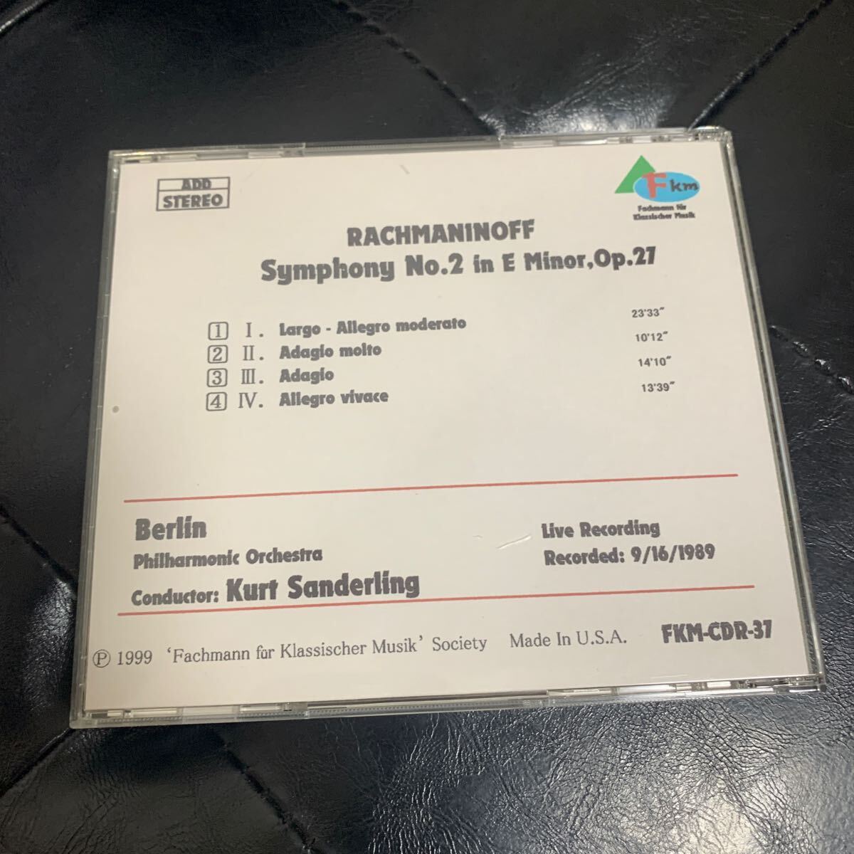 KURT SANDERLING CD ベルリンフィルハーモニー rachmaninoff クラシックの画像2