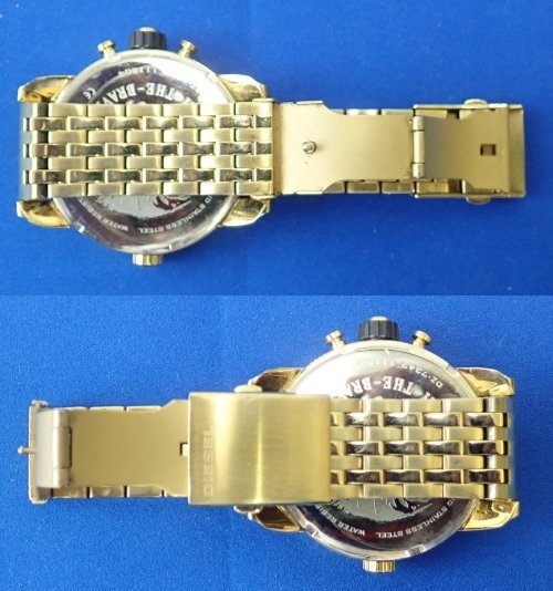 ◎ＤＩＥＳＥＬ　ディーゼル　アナログ腕時計　DZ－7347　ゴールドカラー　ステンレス　ブラック文字盤　稼働品_画像9