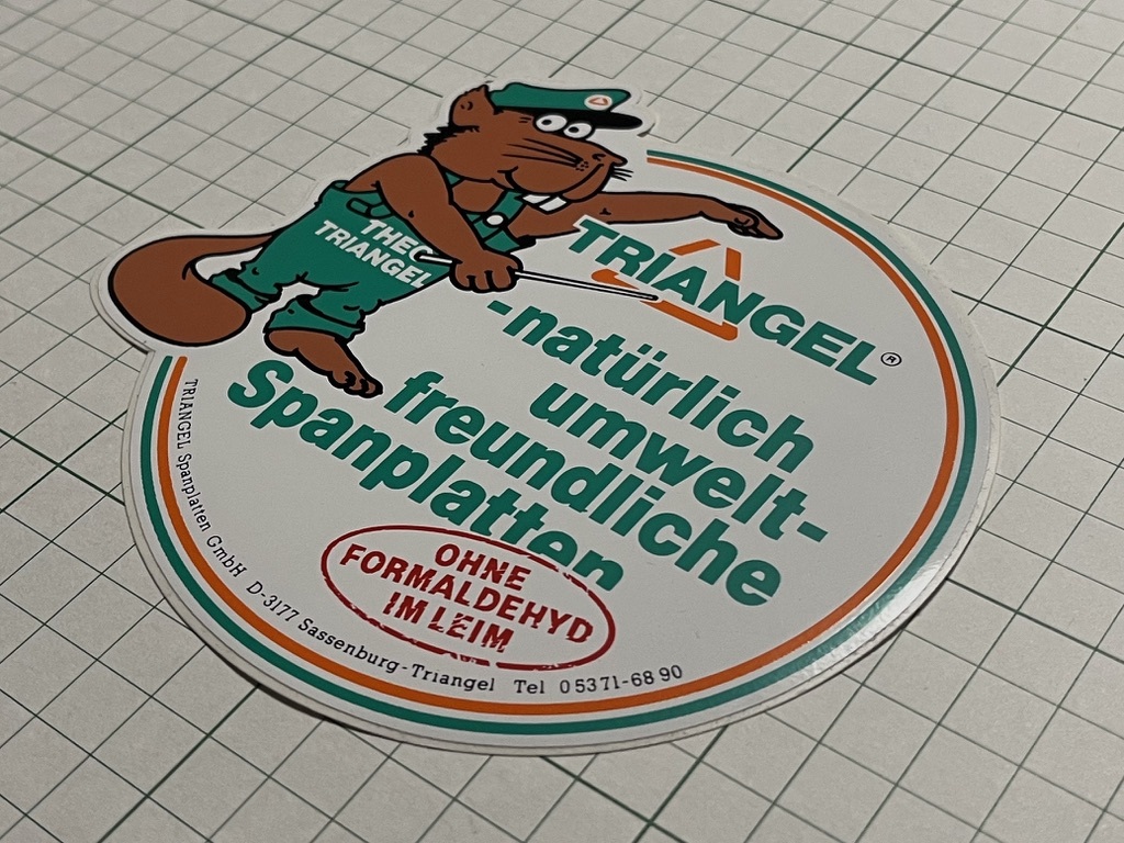 ドイツ 古いステッカー： TRIANGEL トライアングル社 広告 建材 家具材ビーバー ビンテージ 海外 +A1_画像2