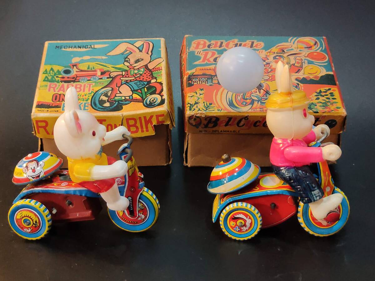 【325】うさぎの三輪車 ／ 2個セット ／ ◆Tin Toy　ブリキ（中古）／ 1円スタート／ ゆうパック80サイズ ／ 金曜日発送_画像3