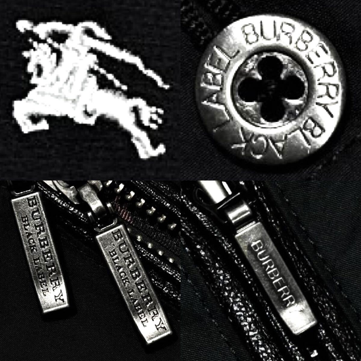 極美品 バーバリーブラックレーベル BIGホース刺繍 Wジップ Fレザーパイピング ナイロン ブルゾン M/2 黒 ジャケット BURBERRY BLACK LABELの画像7