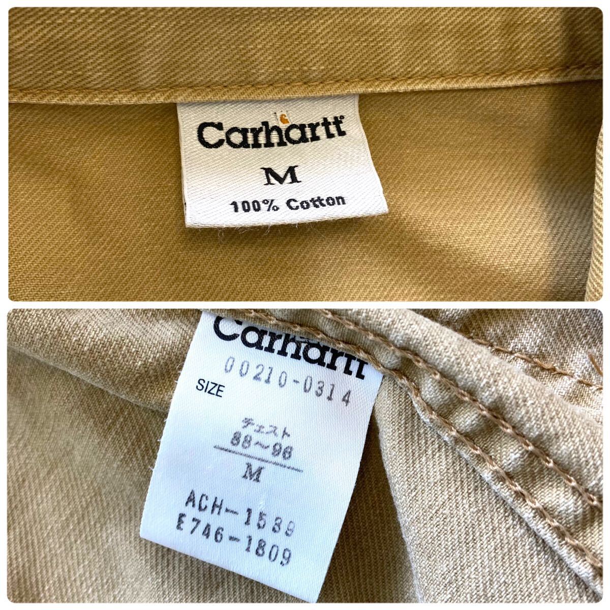 【carhartt】90s カーハート ハンティングワークジャケット 革ロゴ カバーオール ブルゾン 90年代 古着 CARHARTT オープンカラー (M)_画像7