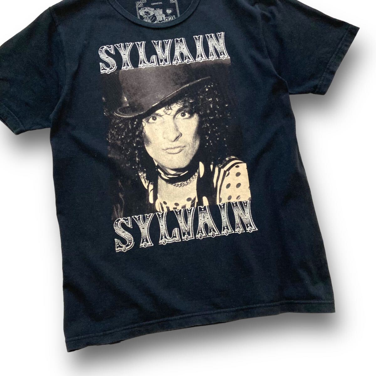 【HYSTERIC GLAMOUR】ヒステリックグラマー NEWYORK DOLLS プリントTシャツ Johnny Thunders シルバーラメ 半袖tシャツ 黒 ブラック (M)