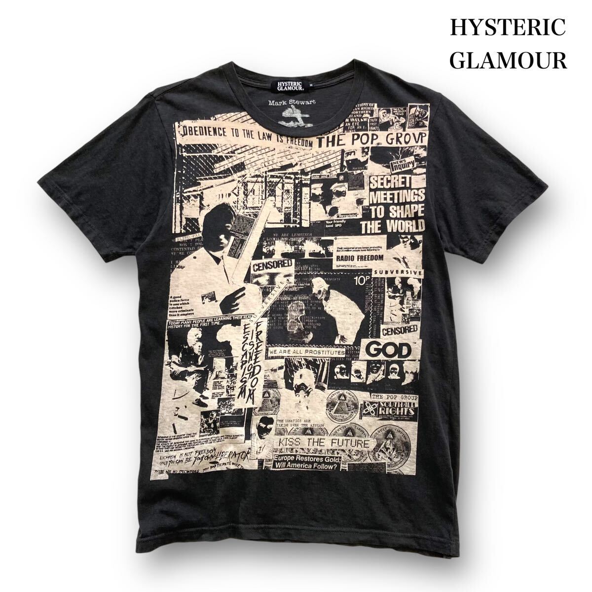 【HYSTERIC GLAMOUR】ヒステリックグラマー Mark Stewart マークスチュワート プリントTシャツ 半袖Tシャツ バックプリント 日本製 (M)