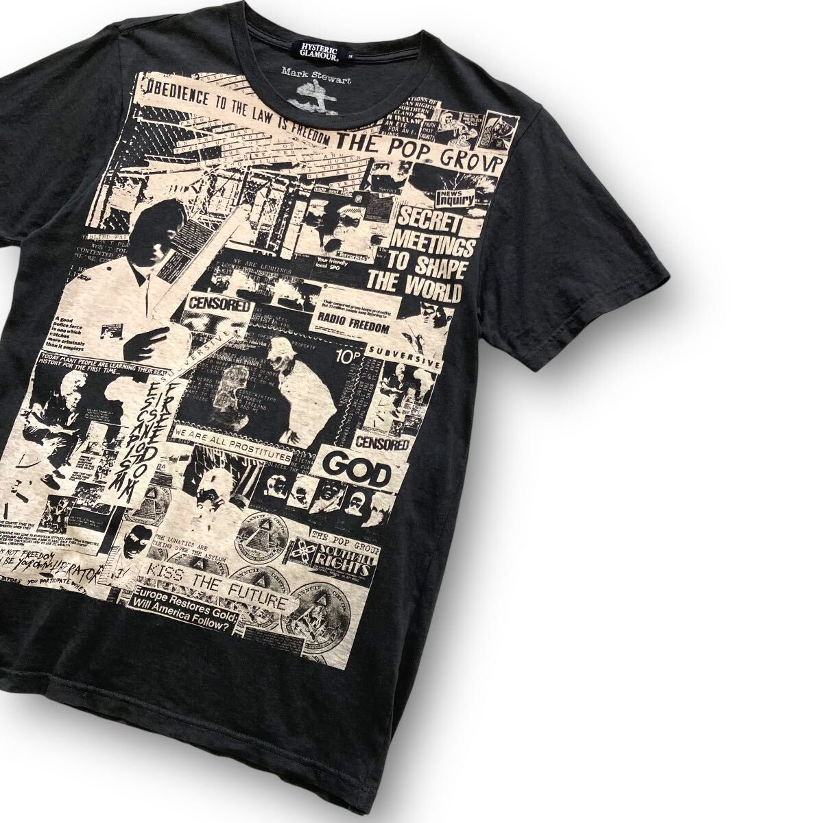 【HYSTERIC GLAMOUR】ヒステリックグラマー Mark Stewart マークスチュワート プリントTシャツ 半袖Tシャツ バックプリント 日本製 (M)