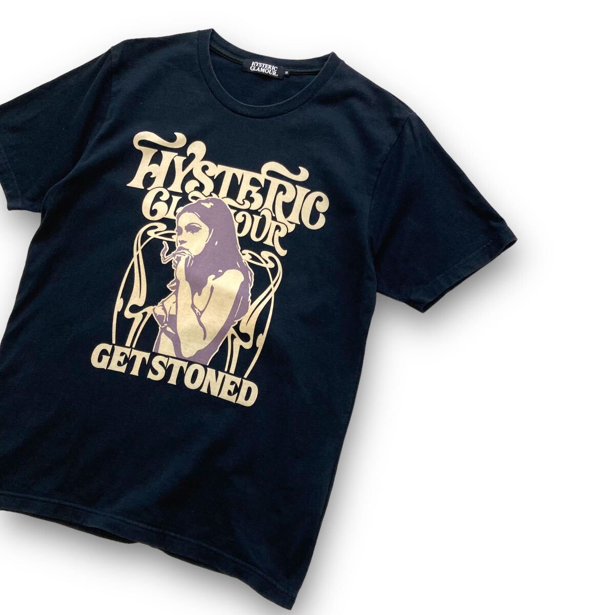 【HYSTERIC GLAMOUR】ヒステリックグラマー ヒスガール Tシャツ 半袖tシャツ GET STONED 黒 ブラック タバコ 日本製 カットソー (M)_画像3