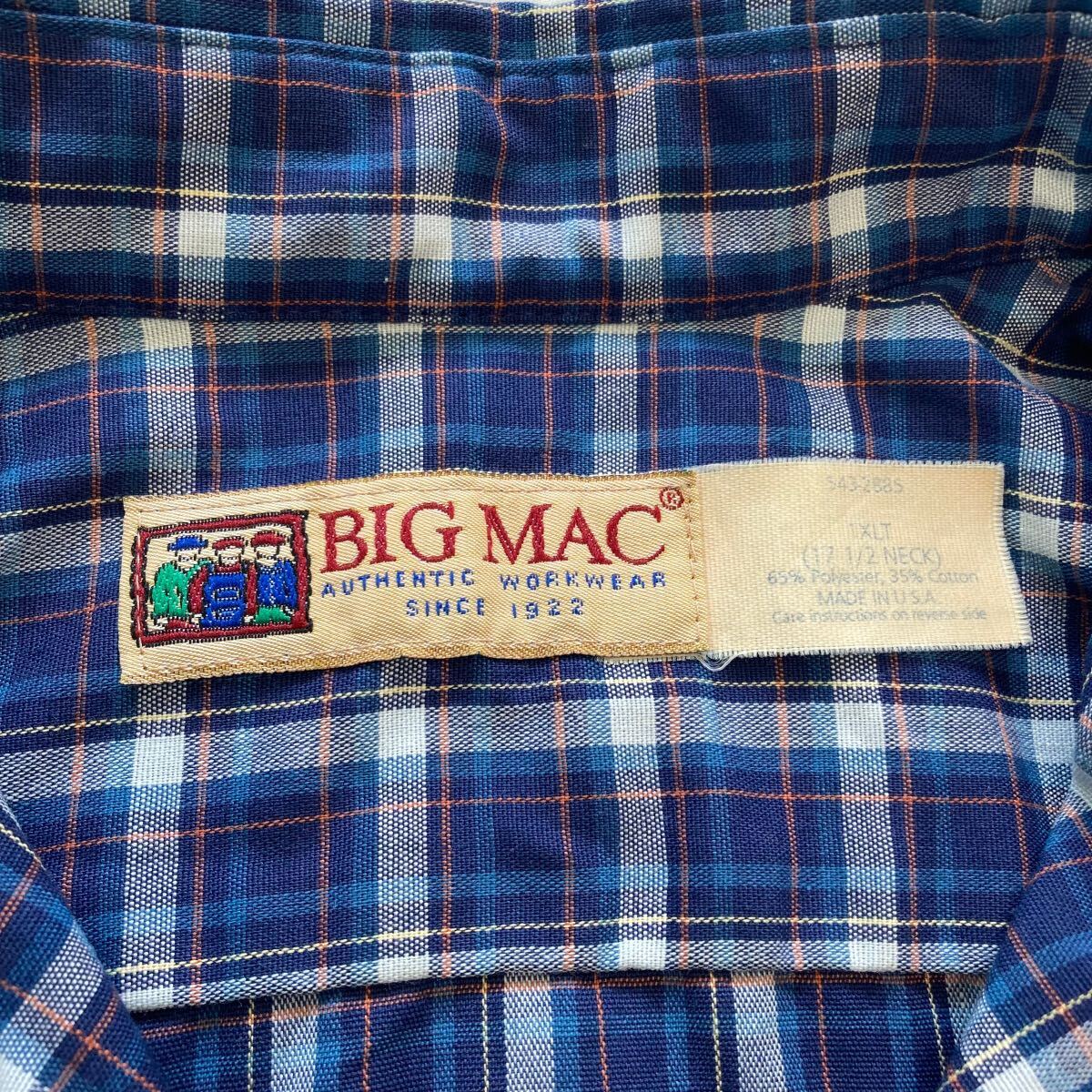 BIG MAC】80s ビッグマック USA製 半袖チェック ワークシャツ BIG MAC】80s ビッグマック USA製 半袖チェック ワークシャツ
