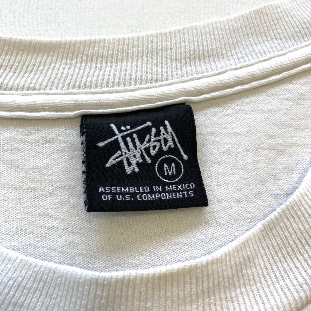 【stussy】ステューシー レゲエ ラスタカラー Tシャツ ROOTS (M) Tee 半袖tシャツ ビッグプリント メキシコ製 白 ホワイト (M)_画像6