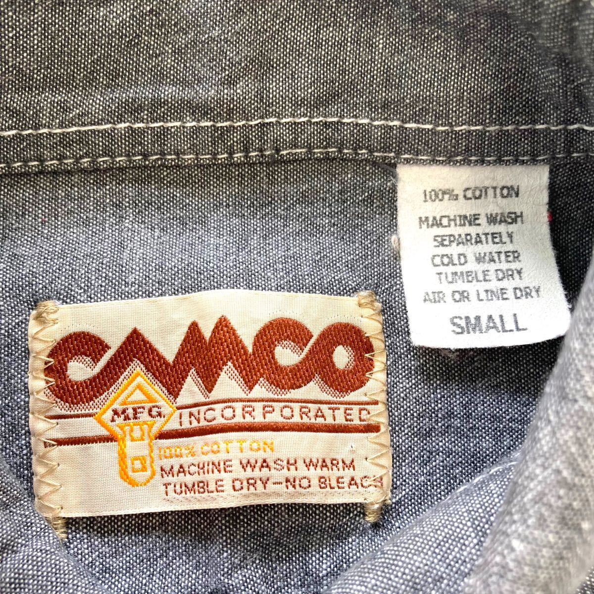 【CAMCO】カムコ シャンブレーワークシャツ ボタンダウン長袖シャツ CHAMBRAY WORK SHIRTS フラップポケット アメカジ古着 ブラックの画像8