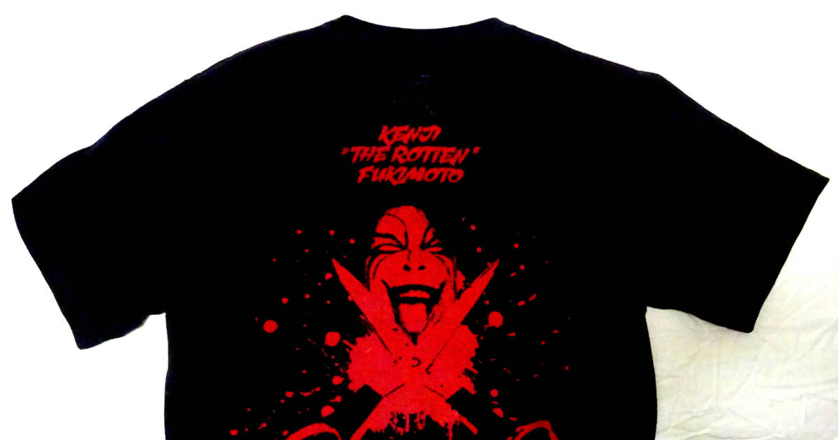 ●KENJI FUKUMOTO "THE ROTTEN" /コットン・両面プリント半袖Tシャツ・ブラック・サイズ：CH / USED_画像5