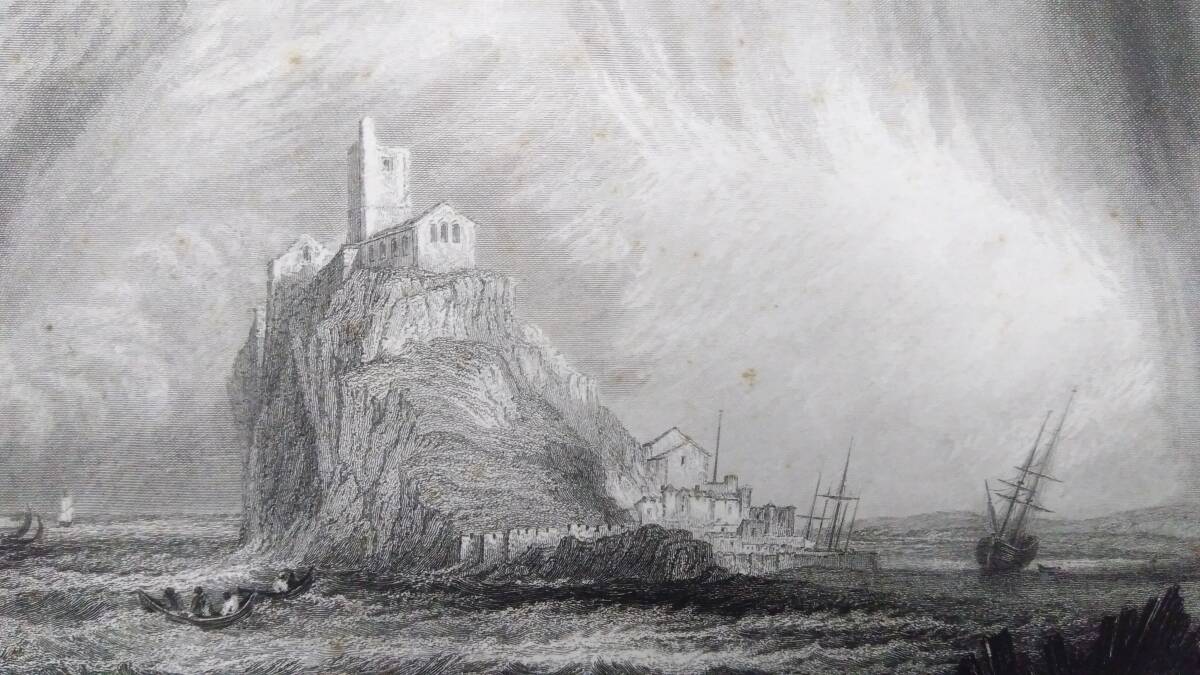 #C【J.M.W.Turner(ターナー)/銅版画7】『Mount St. Michael』●イギリスロマン主義●縦33.5×横40.5㎝●検)リトグラフ/水彩画/風景画