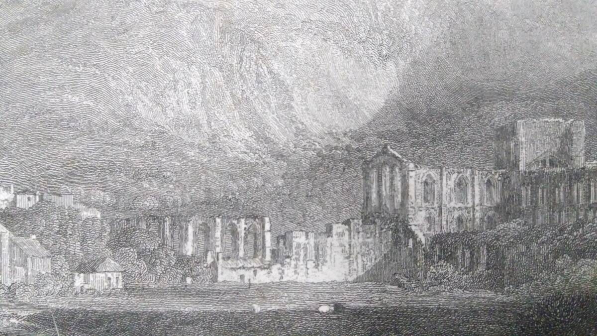 #C【J.M.W.Turner(ターナー)/銅版画6】『Rievaula Abbey』●イギリスロマン主義●縦33.5×横40.5㎝●検)リトグラフ/水彩画/風景画