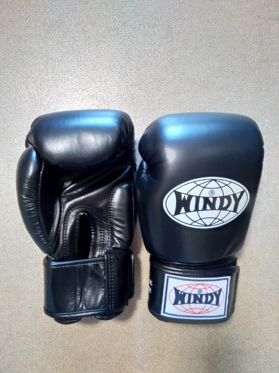 本革製WINDYボクシンググローブ 10oz 黒 キックボクシングの画像2