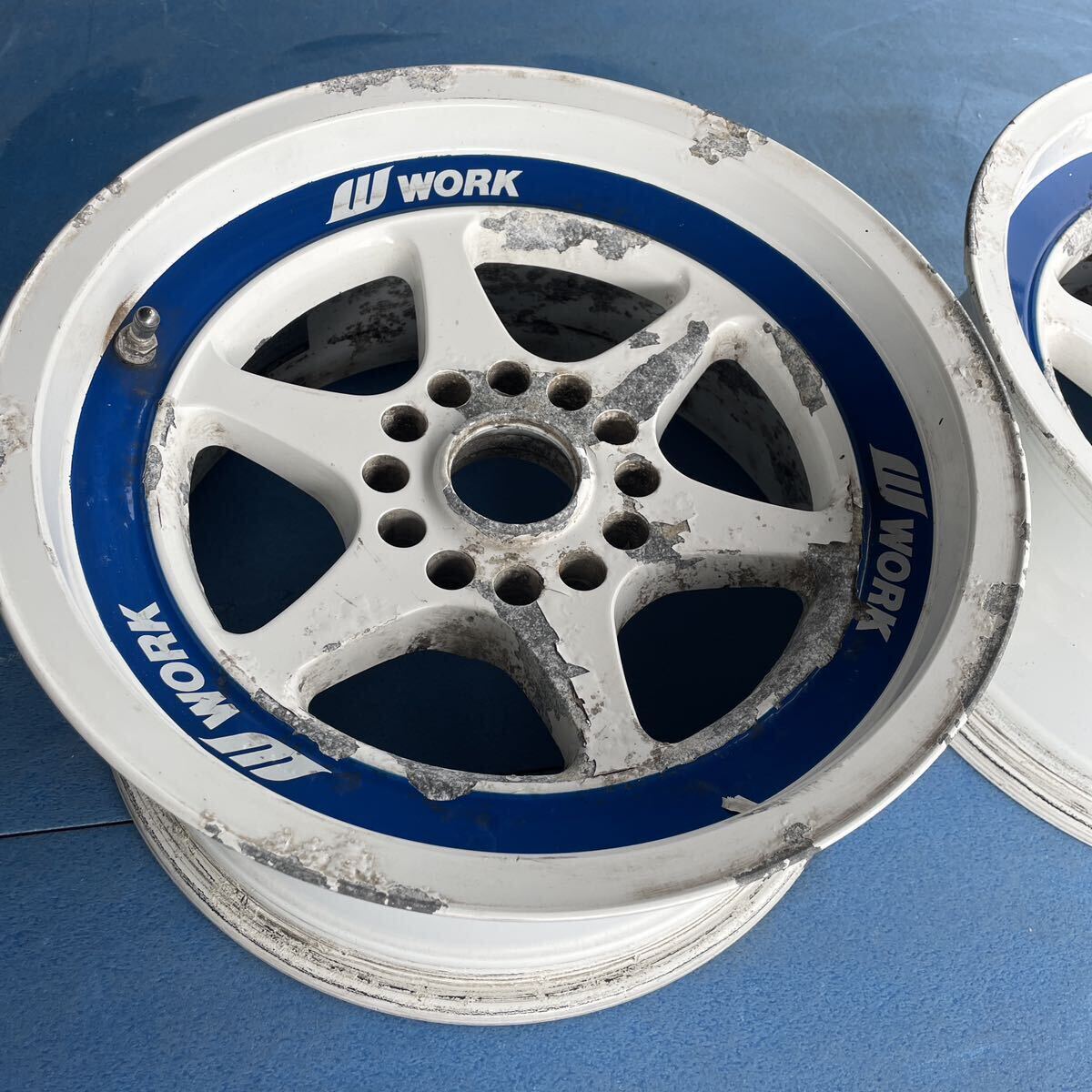 希少★当時物★ 深リム　WORK MEISTER S2 ワーク マイスターS2 15×7JJ+0 PCD114.3-4穴　ハブ径約73mm アルミホイール2本セット_画像4