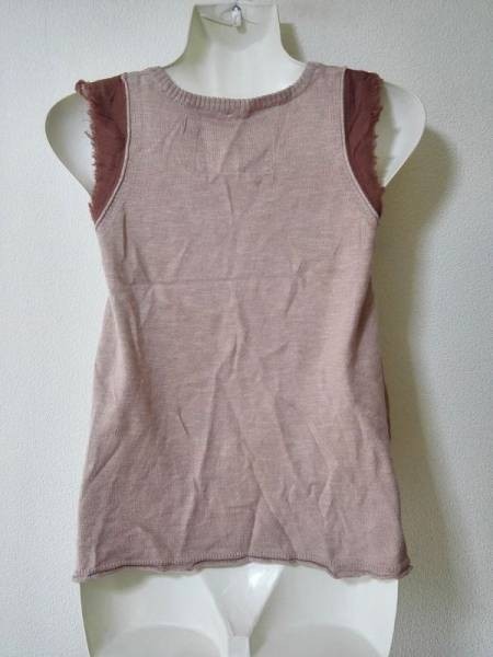 jjyk6-514 Trans Continents Trans Continents knitted tops no sleeve sleeveless cotton flax cotton linen small legume color F