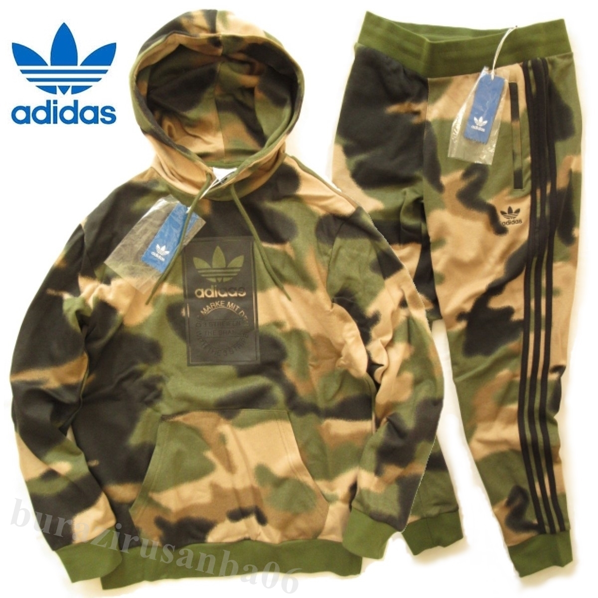 メンズ L◆未使用 定価2万 adidas originals アディダス オリジナルス 上下セット カモ柄 CAMO スウェット パーカー パンツ セットアップの画像1