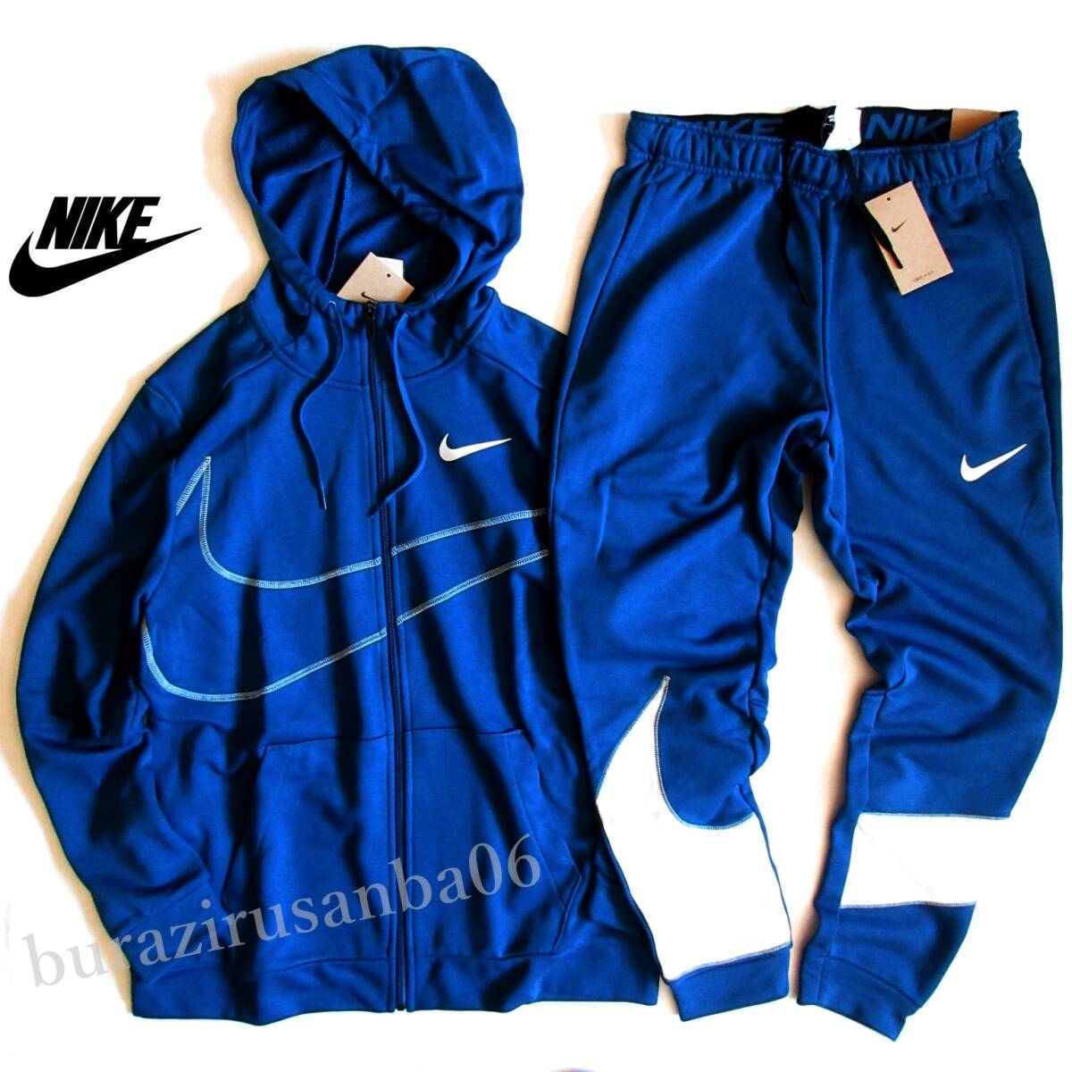 メンズ L ◆未使用 定価19,470円 NIKE ナイキ Dri-FIT スウェット 上下 フルジップ フーディー パーカー テーパードパンツ セットアップ_画像1