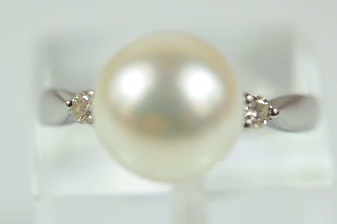 Ｕ101　 アコヤ 真珠８．８mm ダイヤ０．０６ct　ｐｔ９００ 　指輪　１０．５号
