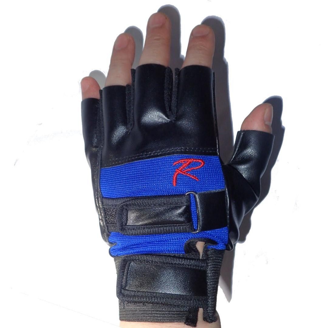 ツーリング　サイクリング　ウェイトトレーニング　ライダース　フィンガーレス　レザーグローブ　半指　指なし　指無し　手袋　青色