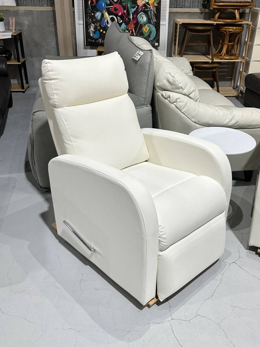 * manual reclining chair * salon white relax chair reclining sofa compact space-saving Fukushima Koriyama city * direct delivery OK*