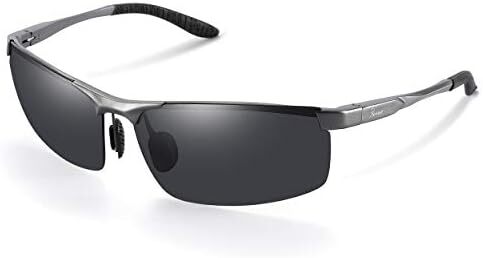 ダークグレーメタルフレ_ームグレーレンズ 偏光サングラス スポーツサングラス メンズサングラス 超軽量 UV400保護 チタン合_画像1