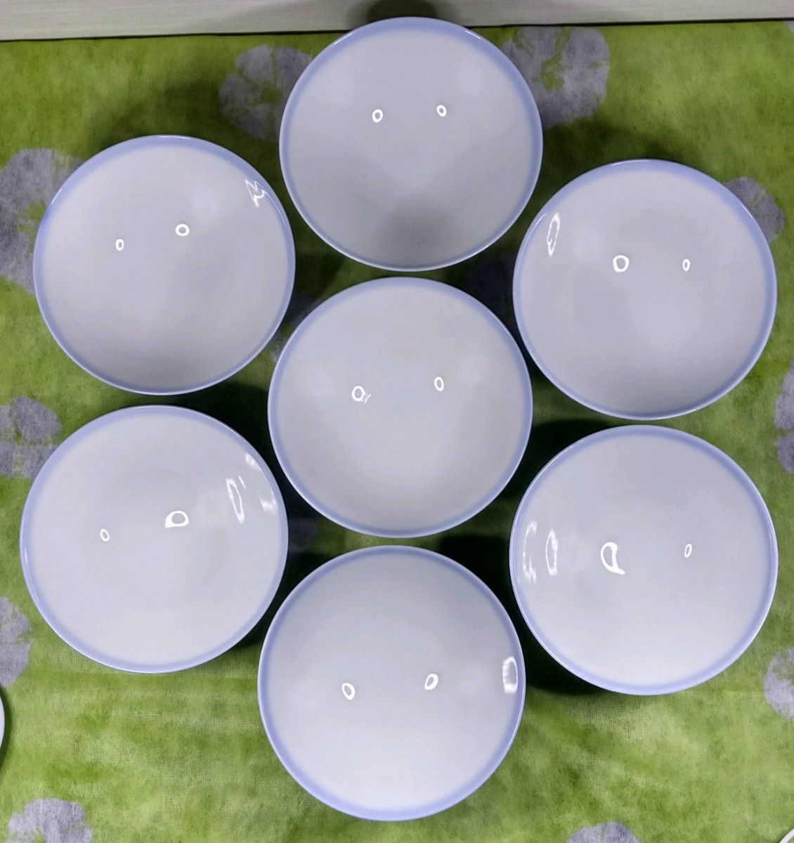 茶碗20個 飯碗 白地陶器 藍色 竹林デザイン