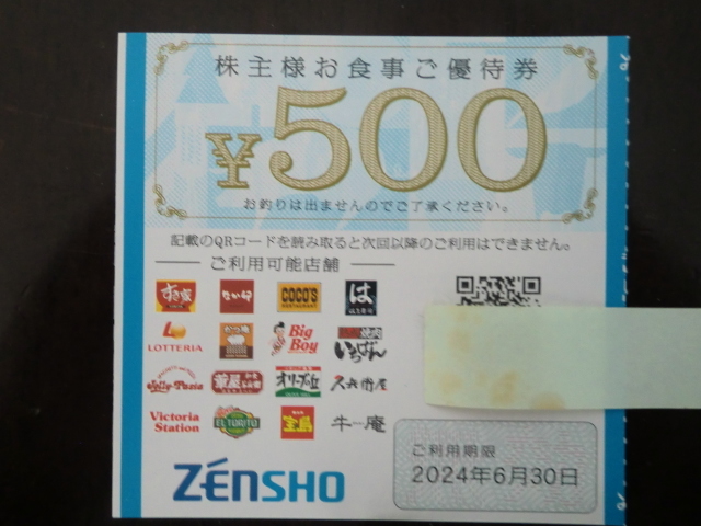 *zen show stockholder complimentary ticket *500 jpy minute 