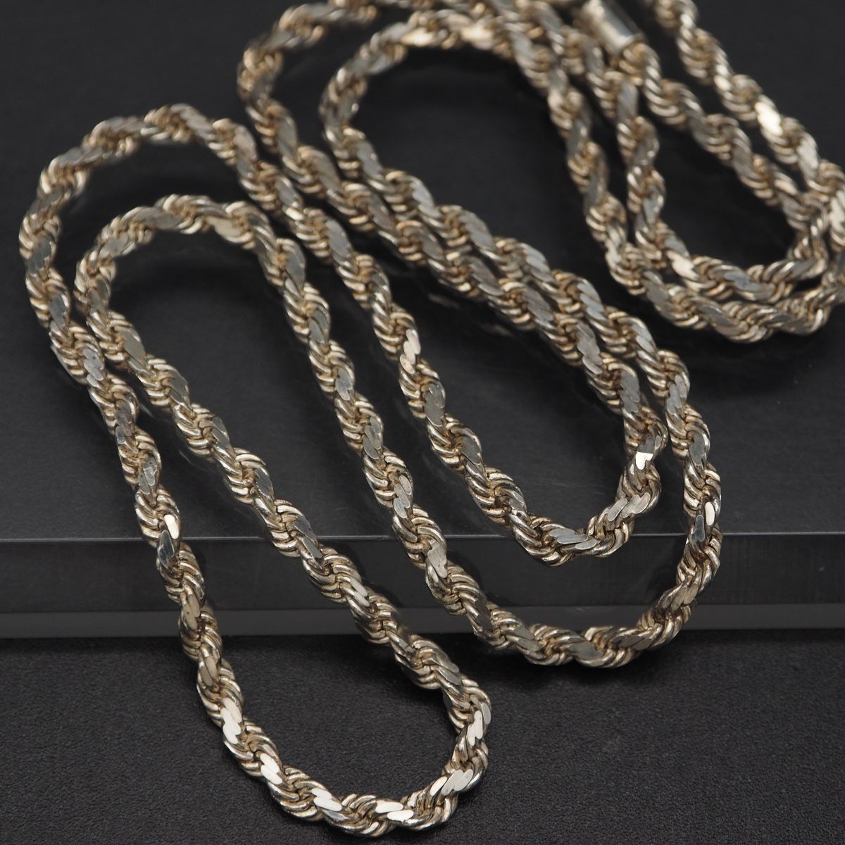 K294 Vintage 925 stamp necklace rope chain screw design silver 