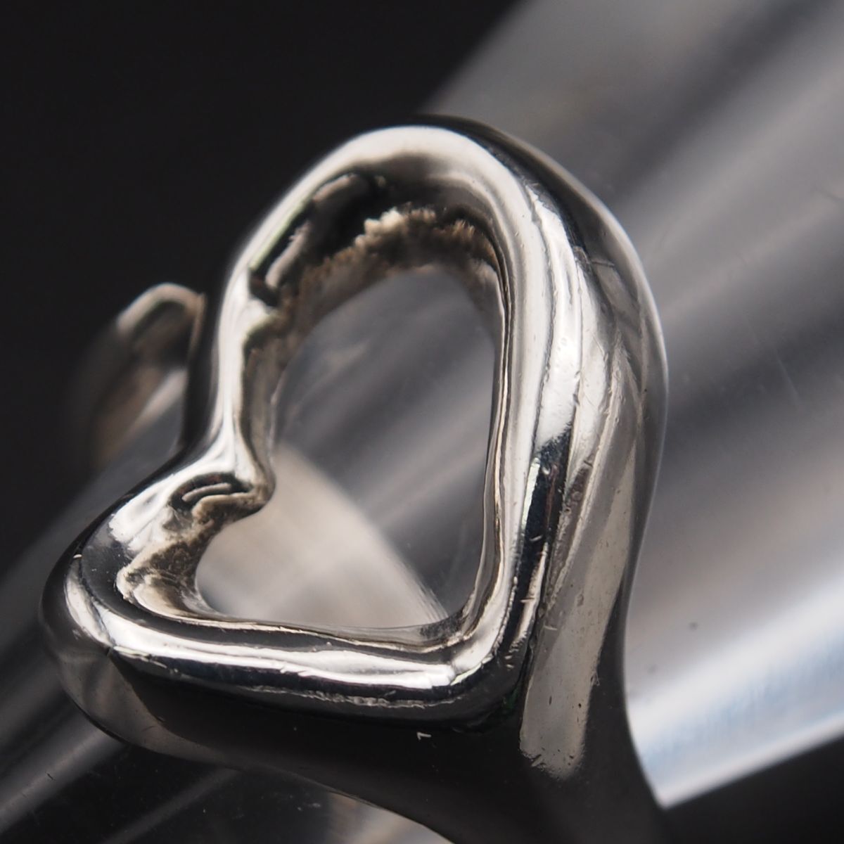 K324 Vintage MEX 925 stamp ring Open Heart design silver ring 11 number 