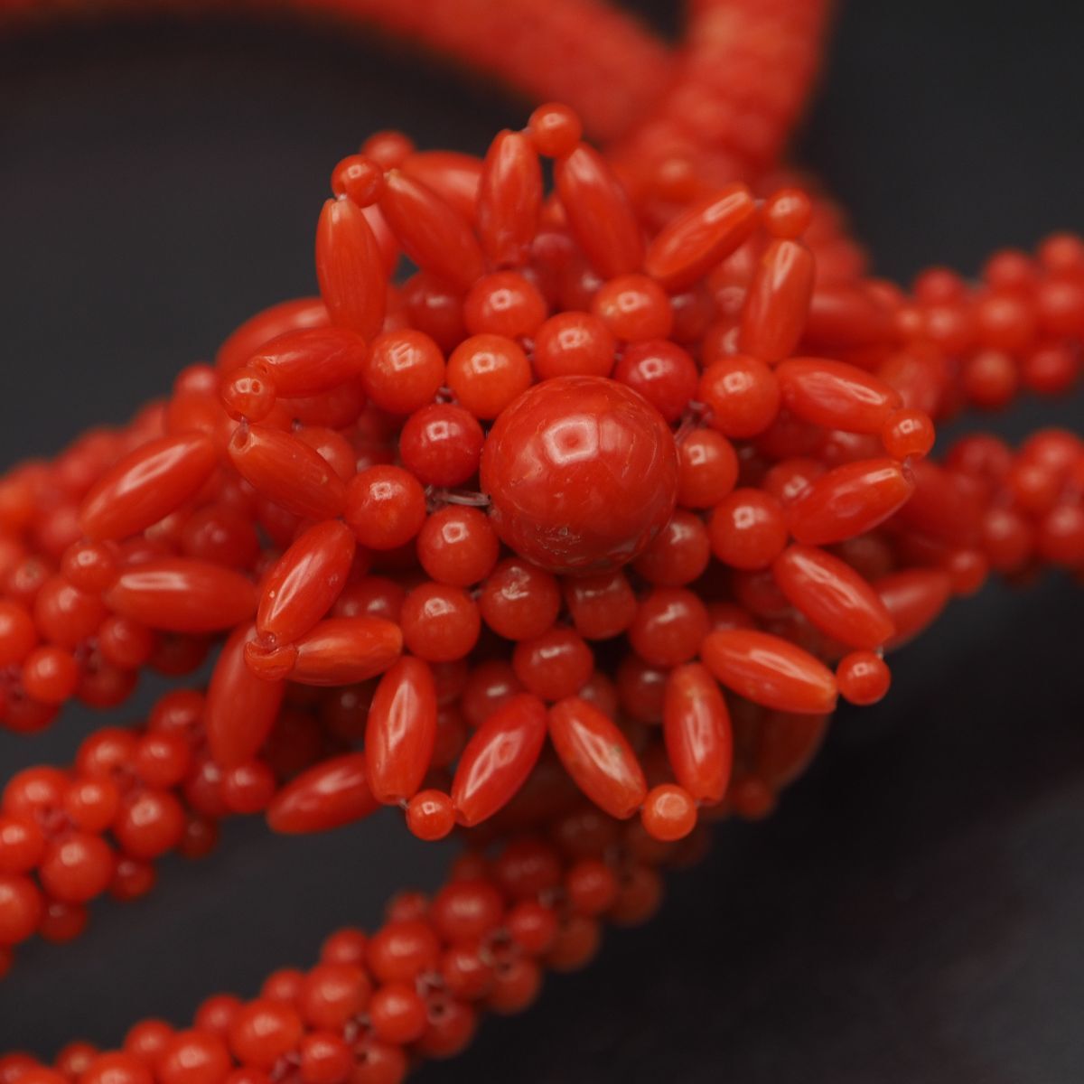 K535 赤珊瑚 サンゴ ネックレス 編み込み フラワー デザイン 3月誕生石_画像9