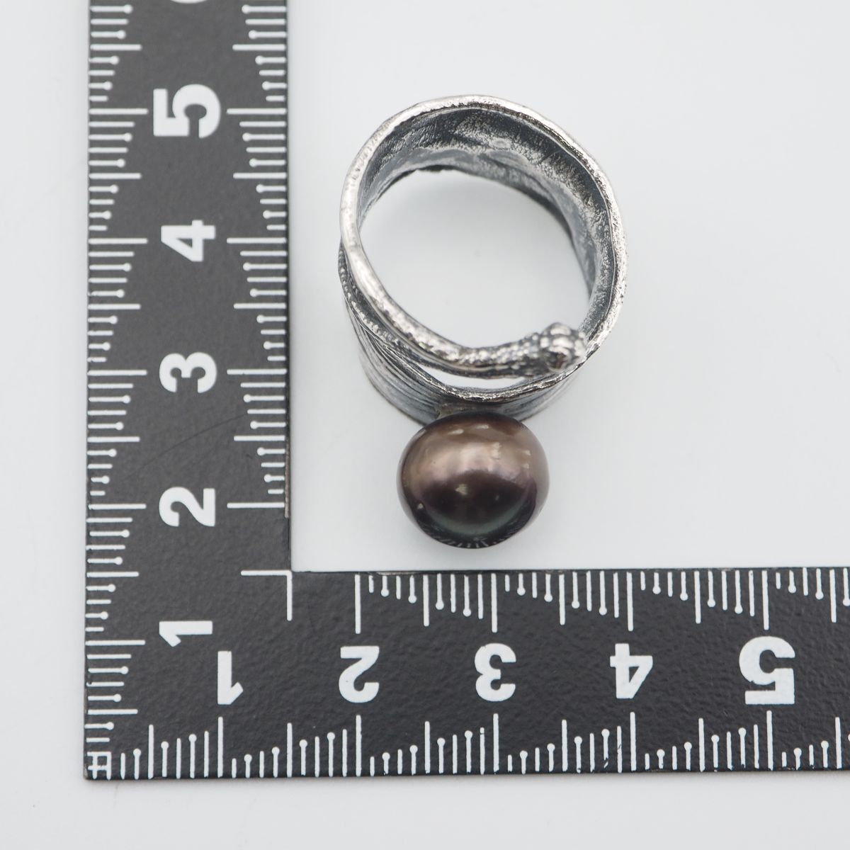 N691 黒蝶真珠 パール SILVER刻印 リング デザイン シルバー 指輪 ヴィンテージ 6月誕生石 14号