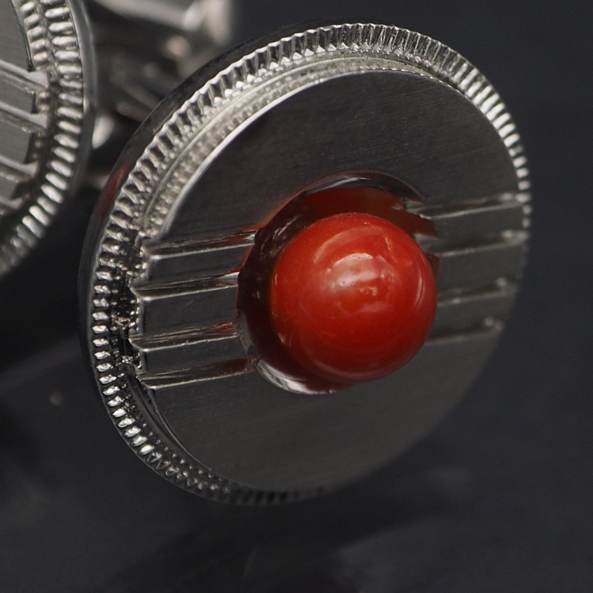 P309 red .. coral cuffs button silver design cuff links 3 month birthstone 