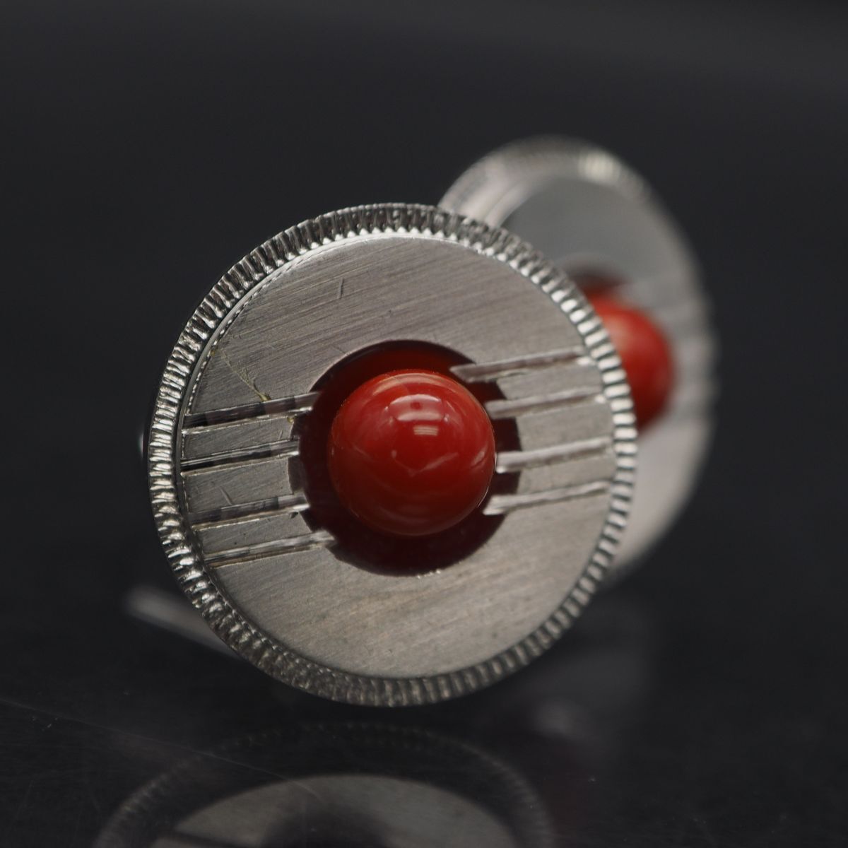 P309 red .. coral cuffs button silver design cuff links 3 month birthstone 