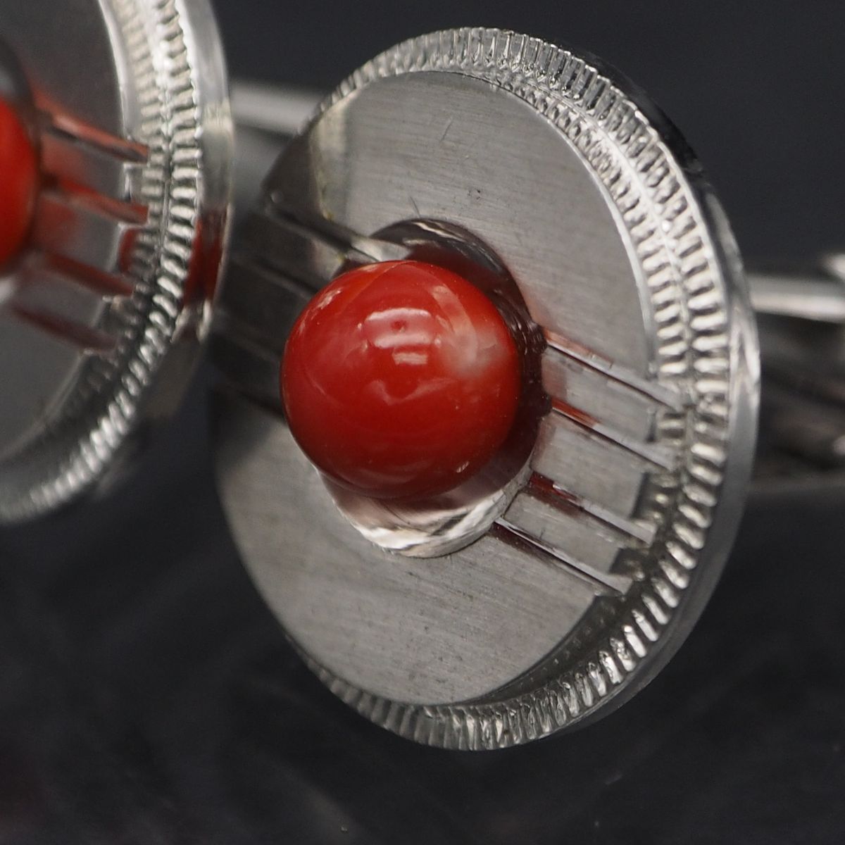 P309 red .. coral cuffs button silver design cuff links 3 month birthstone 