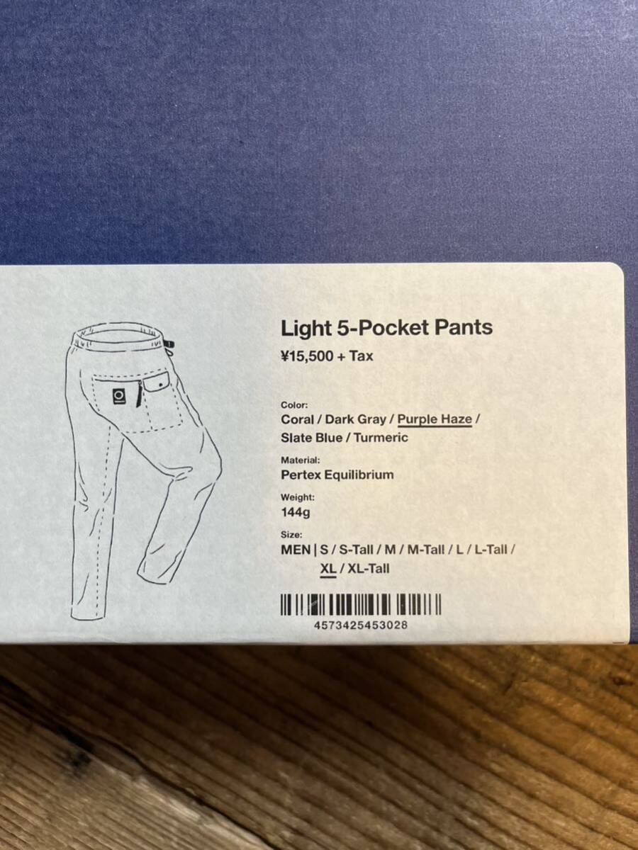 山と道 LIGHT 5 POCKET PANTS 5ポケットパンツ XLサイズ パープル 紫 UL ウルトラライト 箱・ポストカードありの画像7